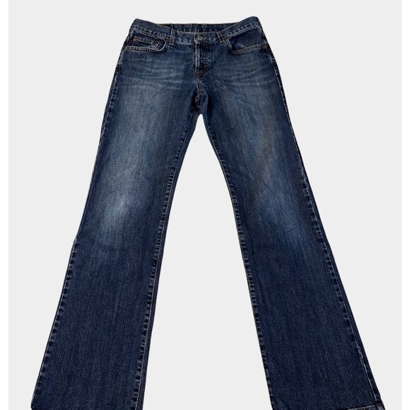 Lucky Brand Women's Sz 8/29 Dungaress Dark Wash Denim M.Rise Flare Western Rodeo - Picture 1 of 12